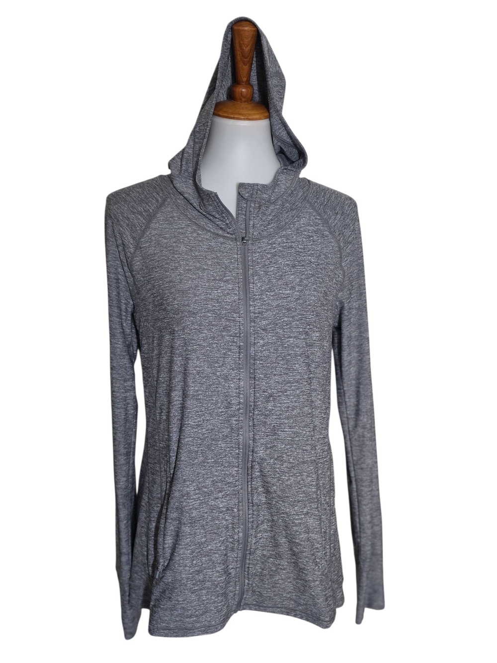 Athleta Women’s Medium Tall Gray Full Zip Hoodie Jacket Long Sleeve Activewear
